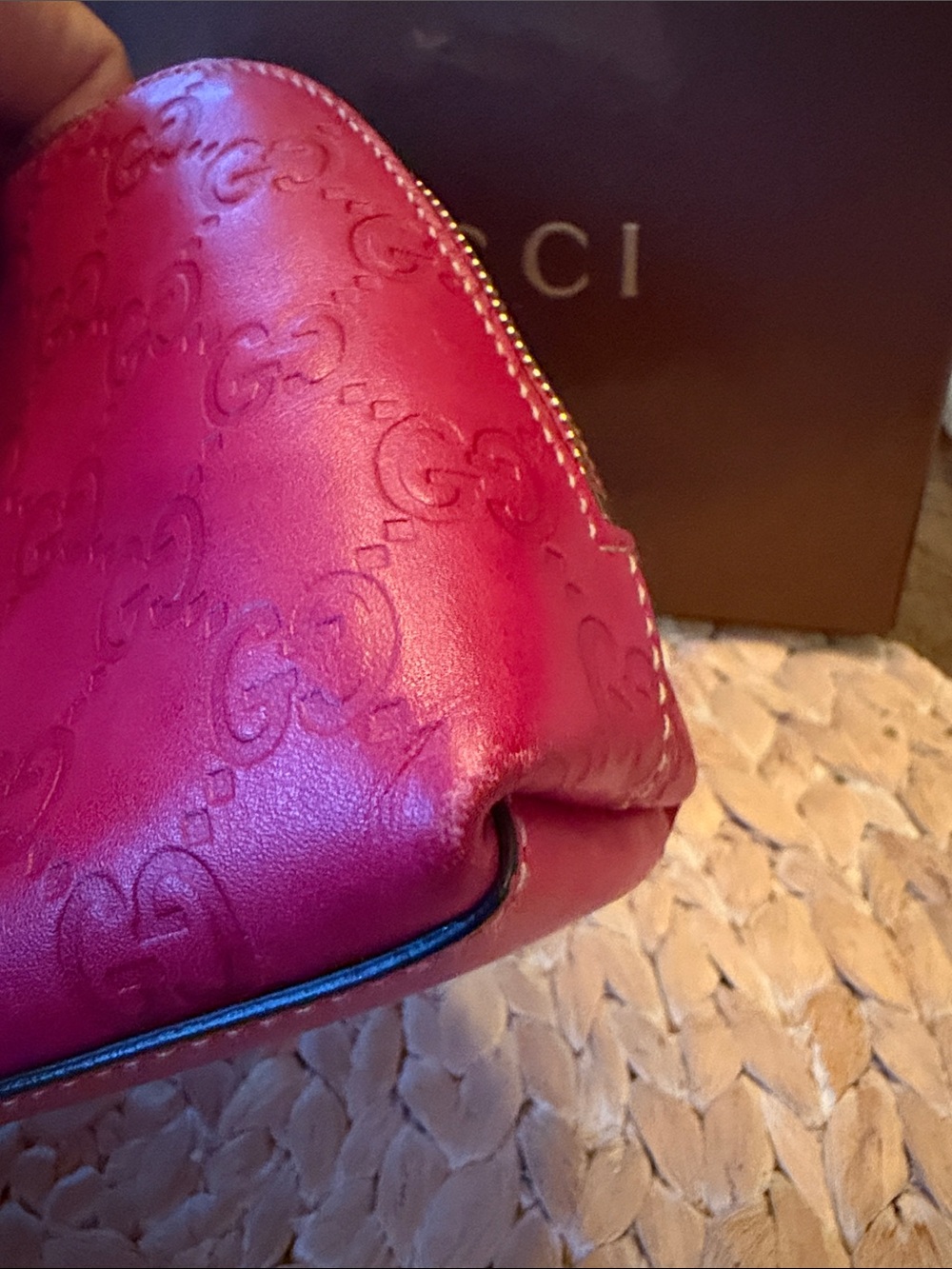 Gucci Raspberry Embossed GG Leather Cosmetic Case - Picture 14 of 14